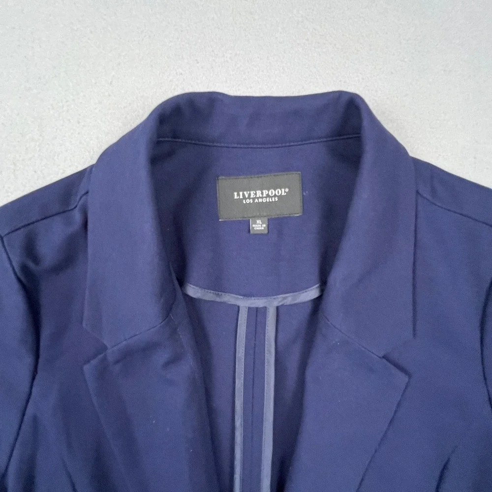 Liverpool Blazer Women XL Cadet Blue Open Front Ponte Knit Professional
